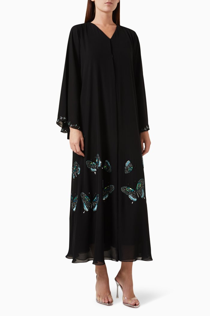 

Butterfly Embellished Abaya, Black
