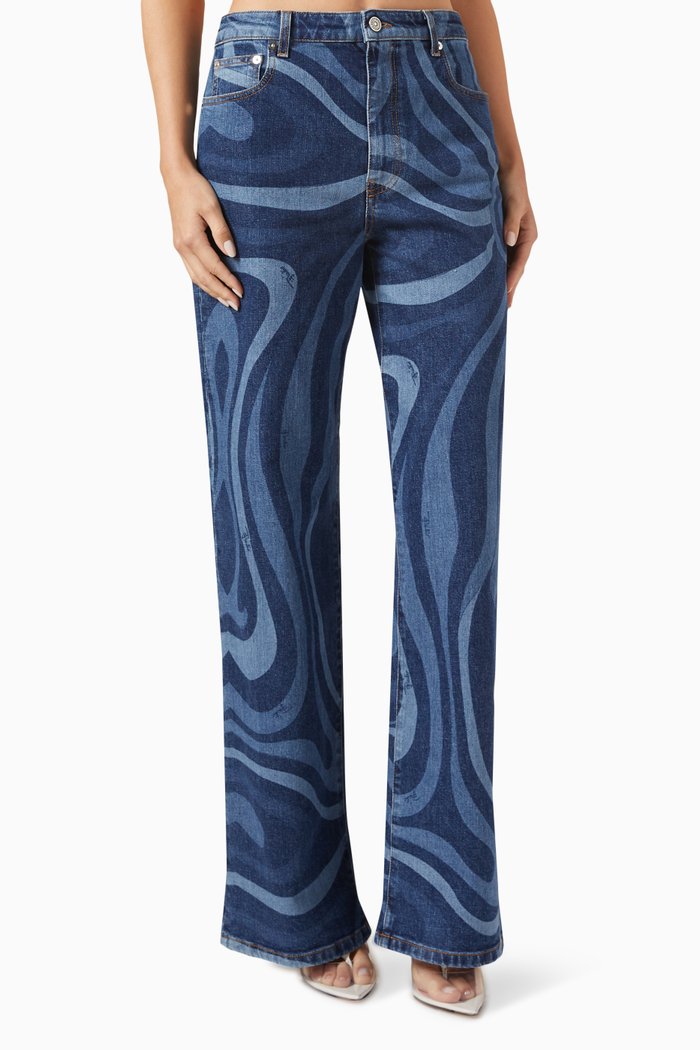 

Marmo-print Straight-leg Jeans, Blue