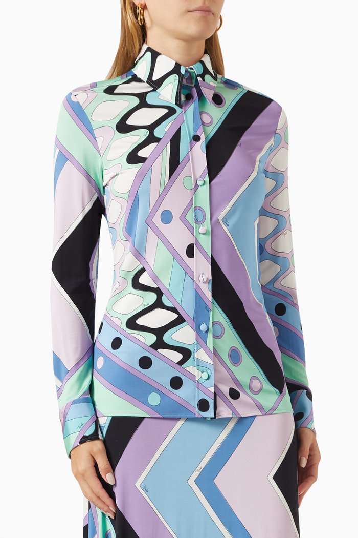 

Vivara-print Shirt in Satin-jersey, Blue