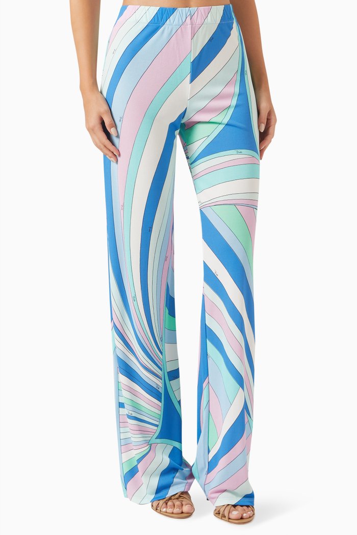 

Iride-print Pants in Satin-jersey, Blue