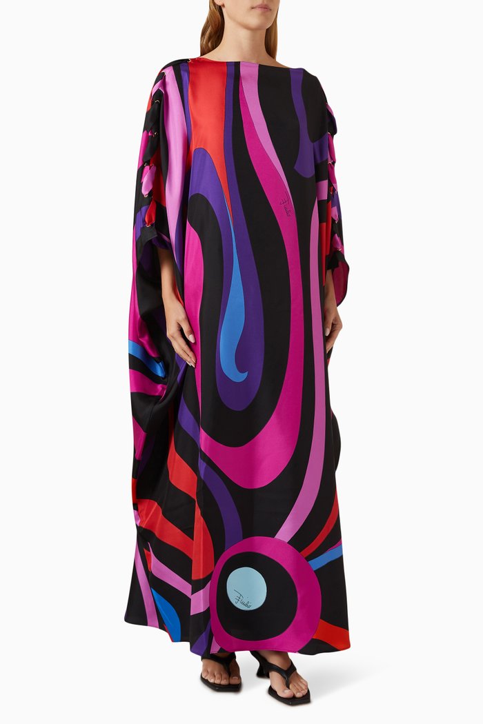 

Marmo-print Kaftan in Silk-twill, Multicolour