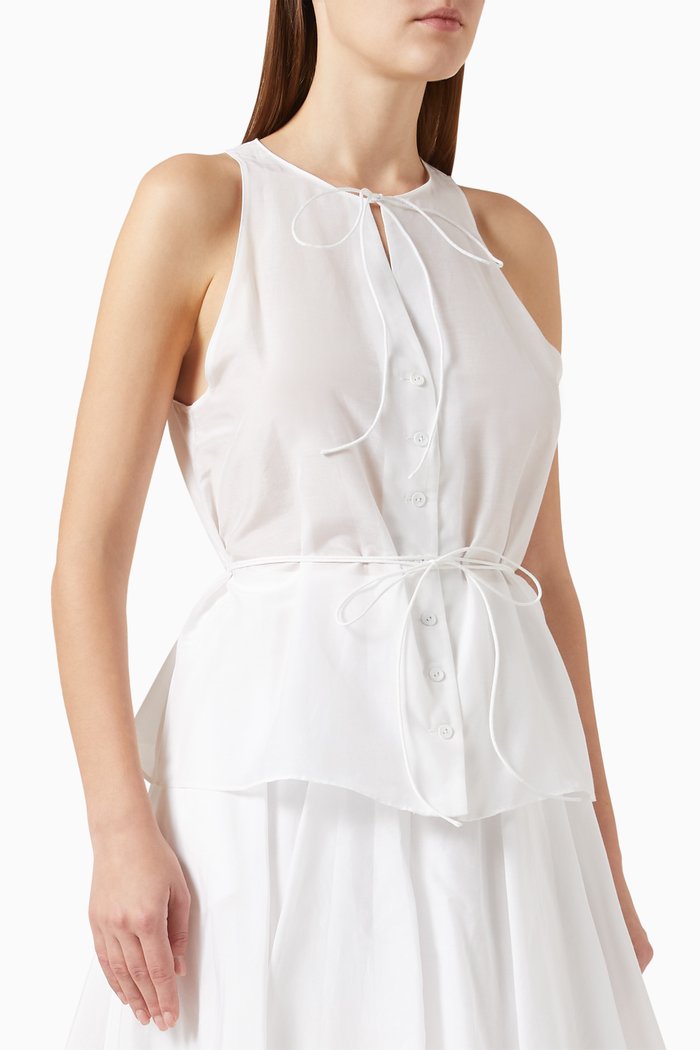 

Tie-up Top in Cotton-silk, White
