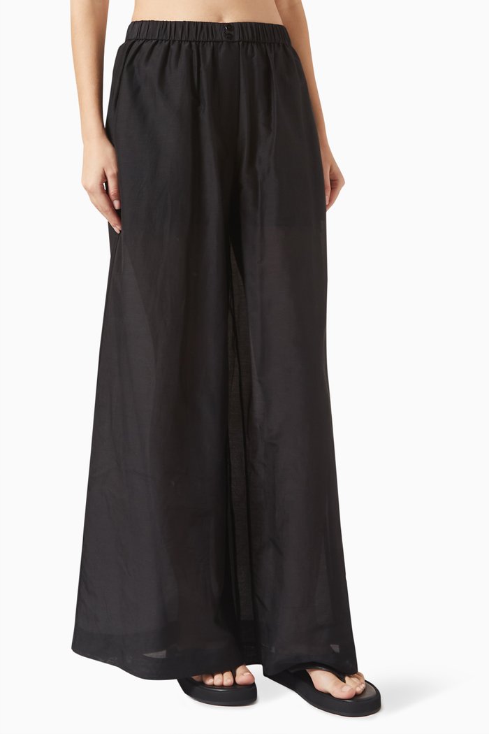 

Wide-leg Pants in Cotton-silk, Black