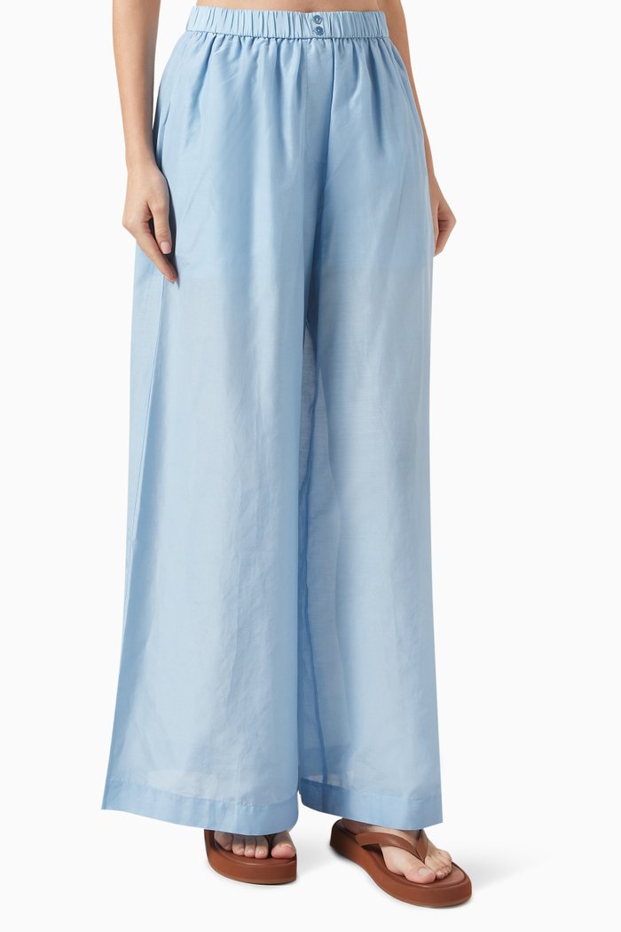 

Wide-leg Pants in Cotton-silk, Blue