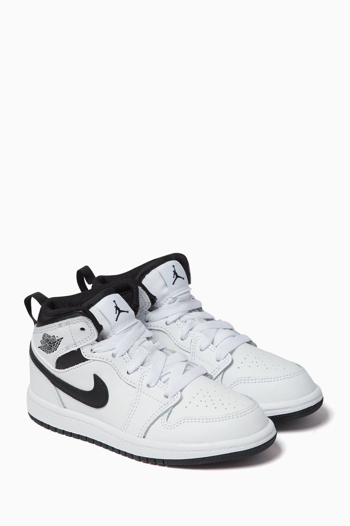 

Jordan 1 Mid Sneakers in Leather, White