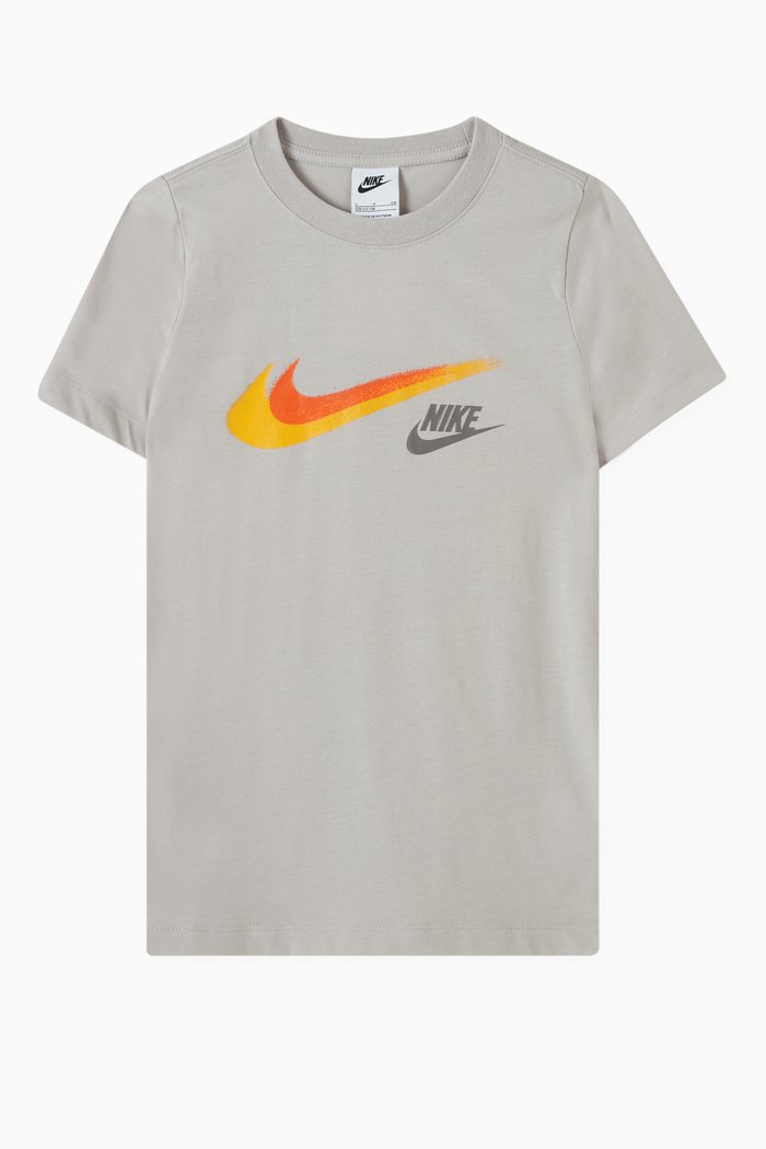 

Swoosh Graphic Logo T-shirt in Cotton Jersey, Grey