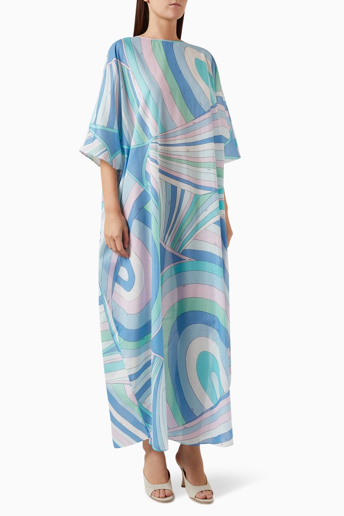 

Iride-print Kaftan in Cotton-muslin, Blue