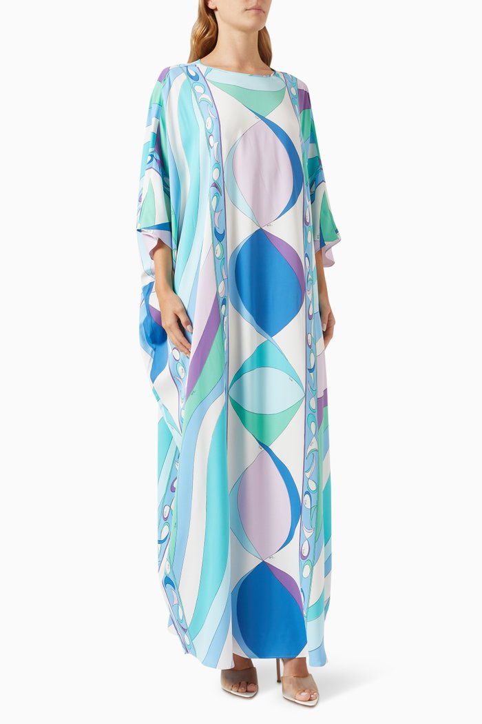 

Pesci-print Kaftan in Viscose-jersey, Blue
