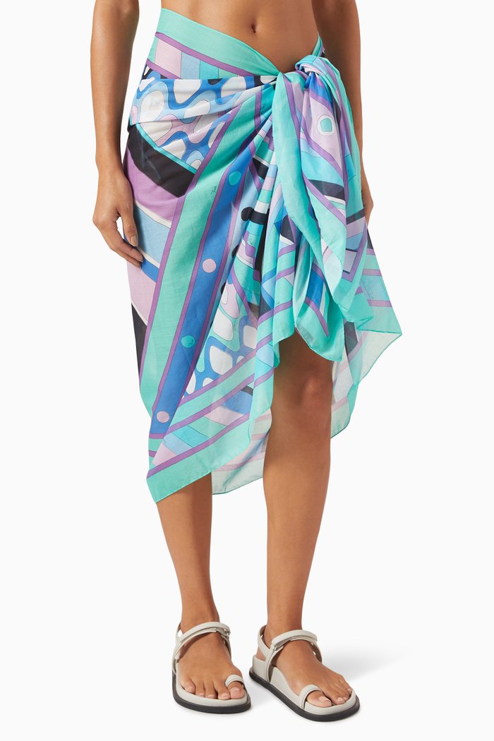 

Vivara-print Sarong in Cotton, Blue