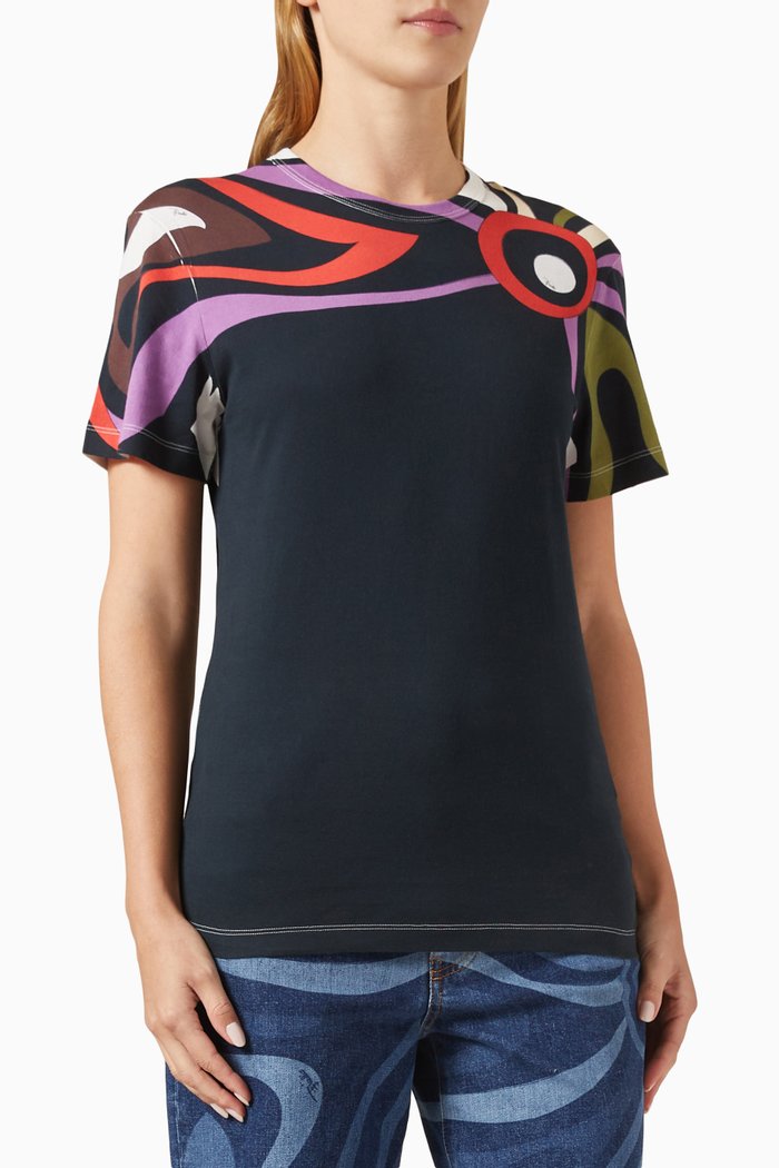 

Marmo-print T-shirt in Cotton-jersey, Black