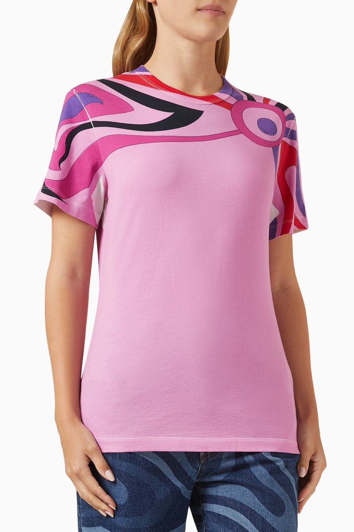 

Marmo-print T-shirt in Cotton-jersey, Pink