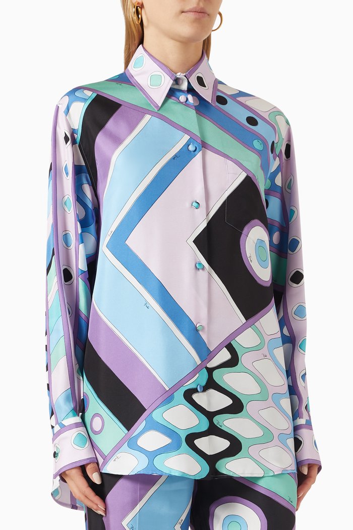 

Vivara-print Shirt in Silk-twill, Blue