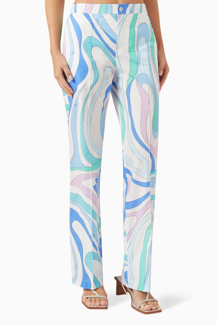 

Marmo-print Pants in Cotton-poplin, Blue