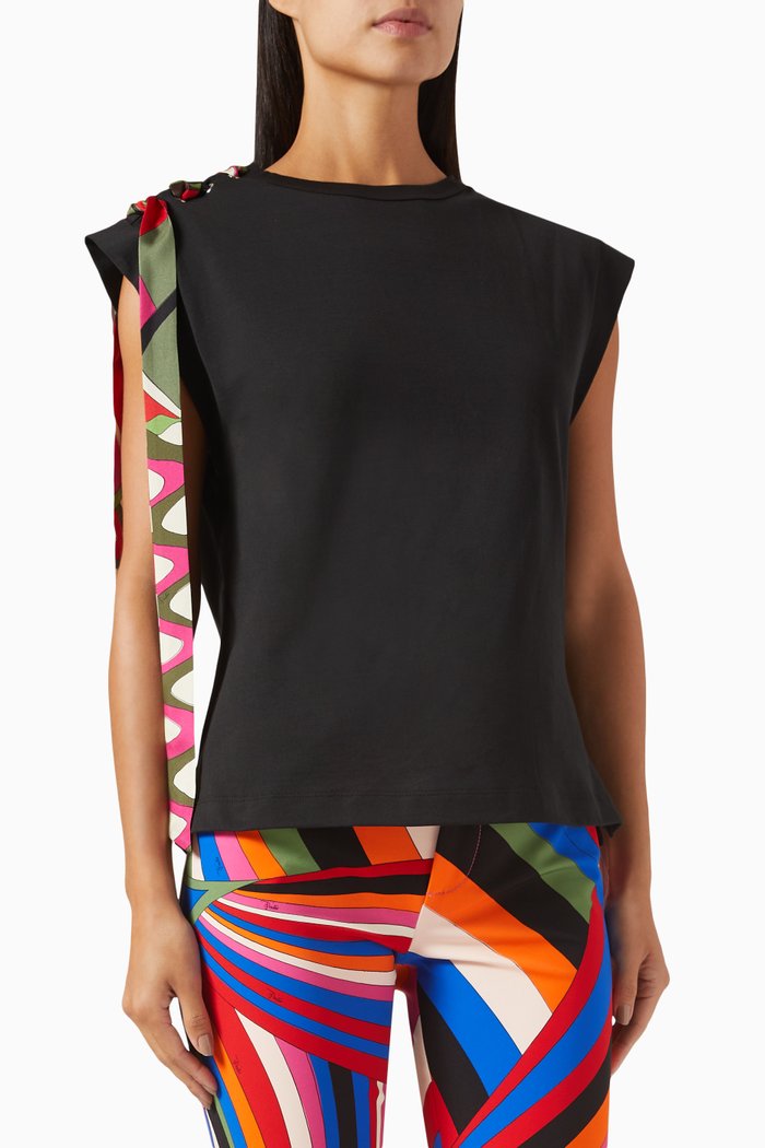 

Vivara Print Top in Cotton-jersey, Black