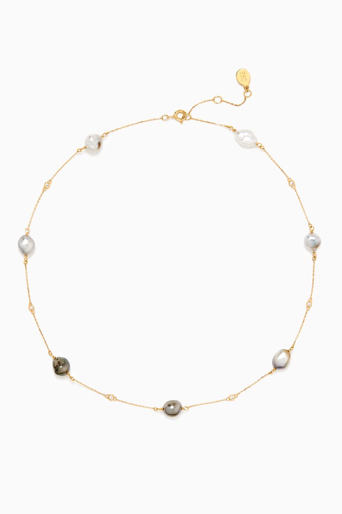

My First Pearl & Diamond Choker in 18kt Yellow Gold