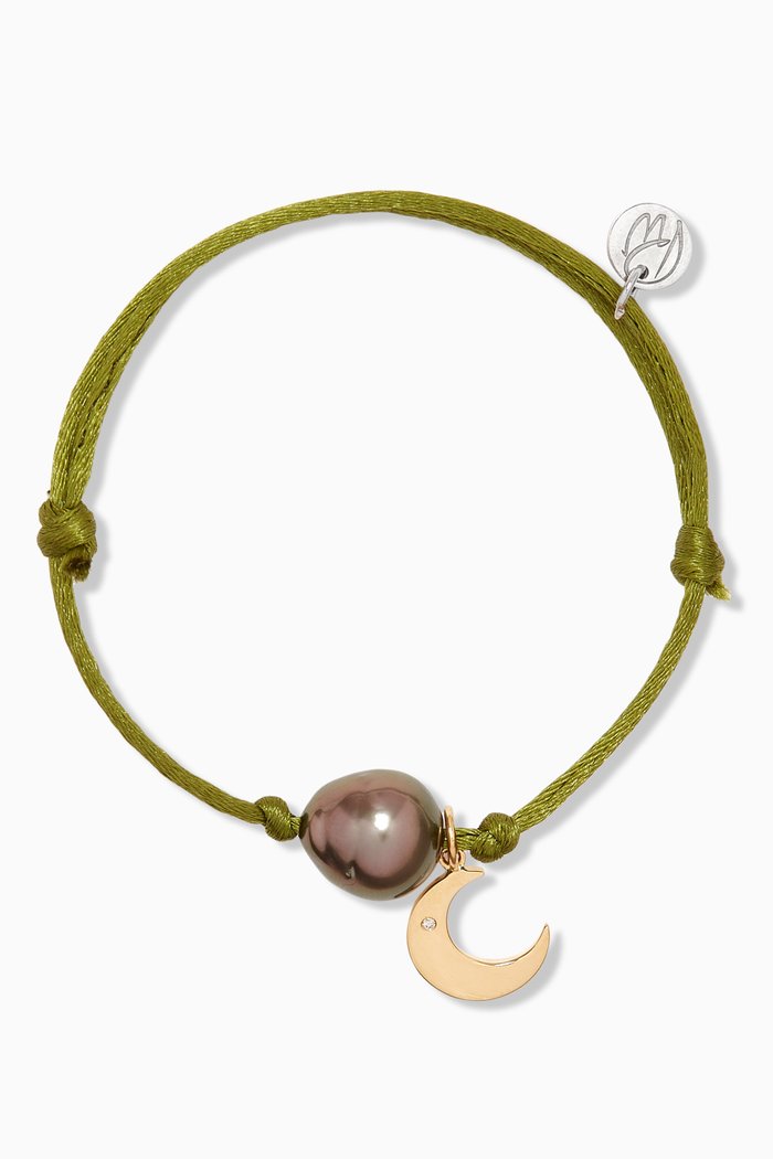 

Pearl & Moon Charm Bracelet in 18kt Yellow Gold