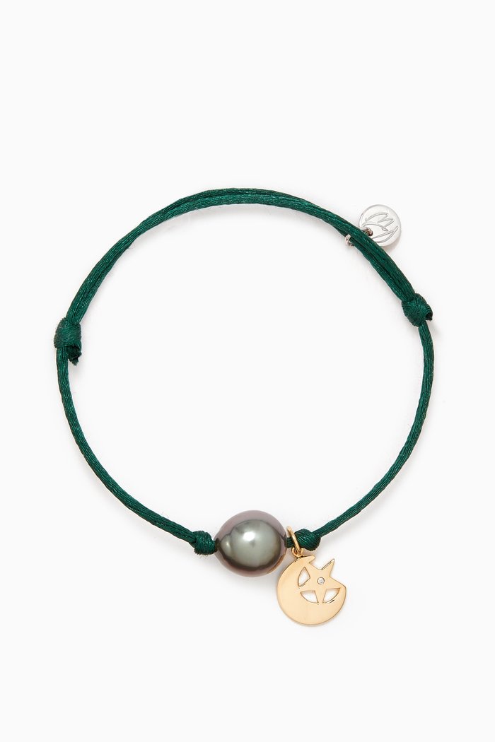 

Pearl & Moon Star Charm Bracelet in 18kt Yellow Gold