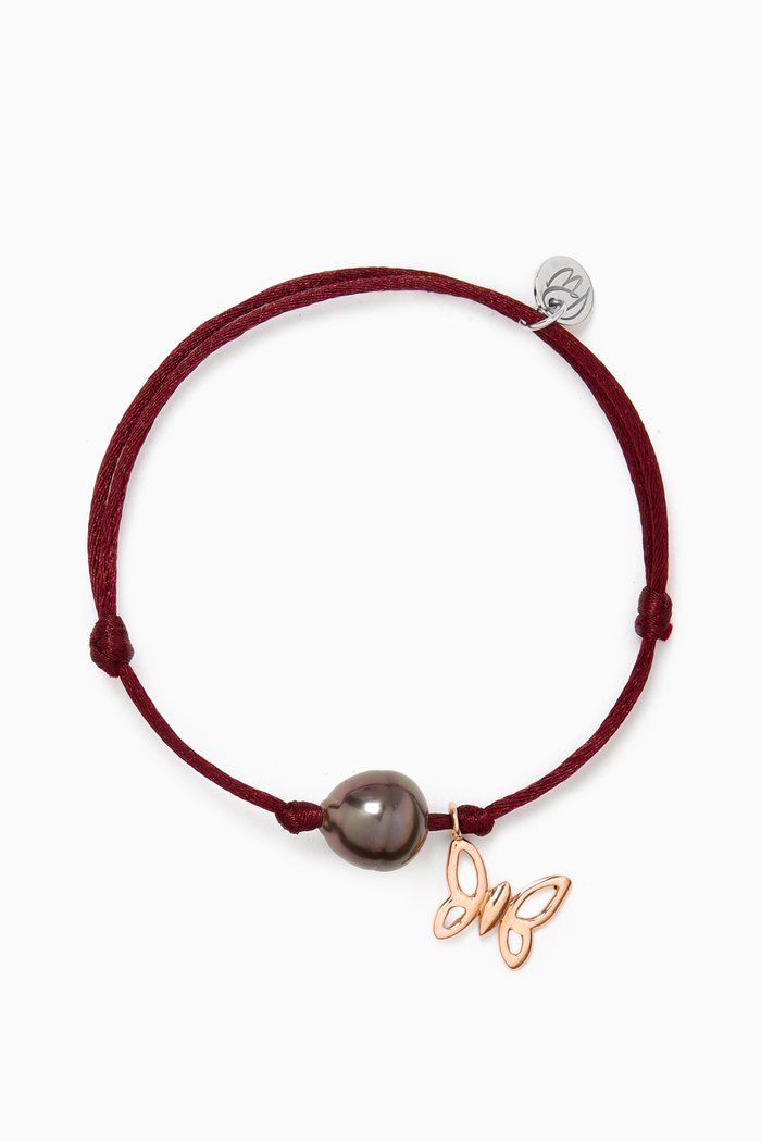 

Pearl & Butterfly Charm Bracelet in 18kt Rose Gold
