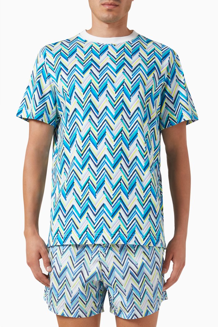 

Zigzag Print T-shirt in Cotton Jersey, Multicolour