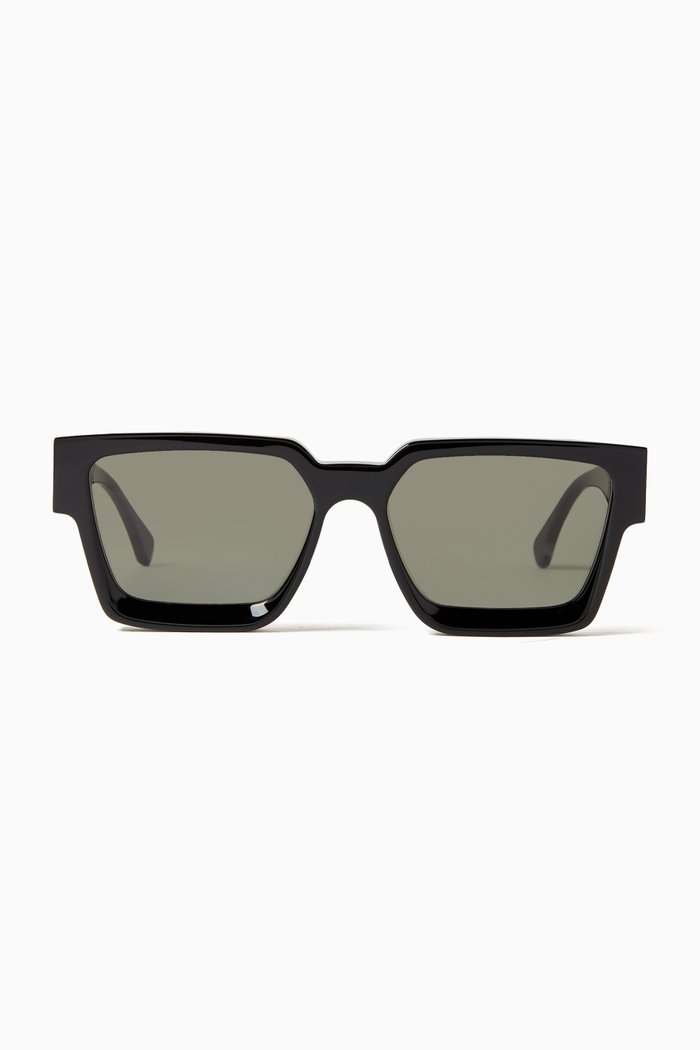 

007 Rectangle Sunglasses in Recycled Acetate, Black