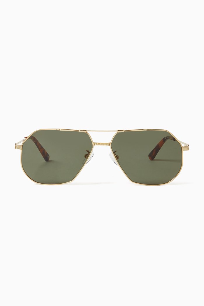 

Race Aviator Sunglasses in Metal, Gold