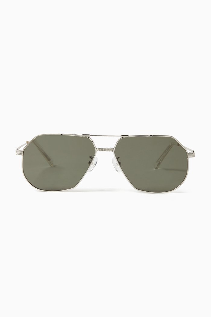 

Race Aviator Sunglasses in Metal, Silver