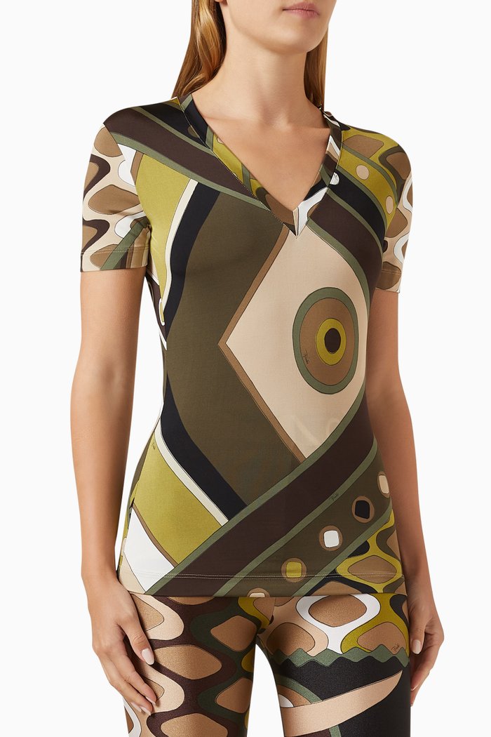 

Vivara-print T-shirt in Viscose, Green