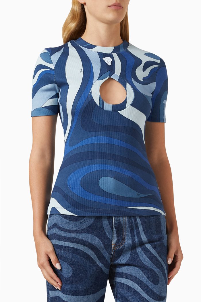 

Pucci P Marmo-print T-shirt in Cotton, Blue