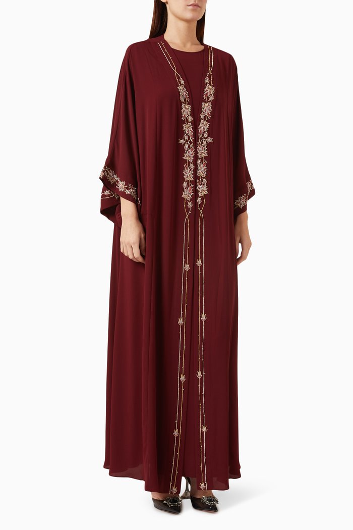 

Embroidered Kaftan Set in Crepe Chiffon, Purple