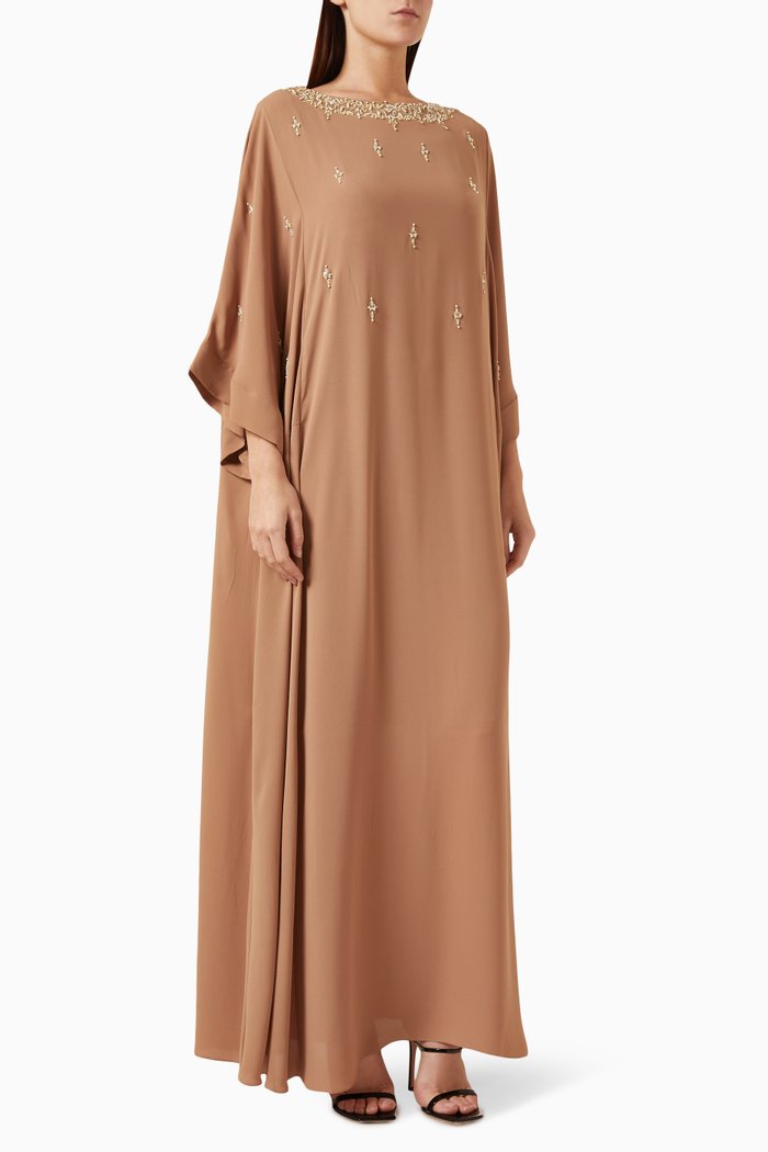 

Embellished Kaftan in Crepe Chiffon, Brown
