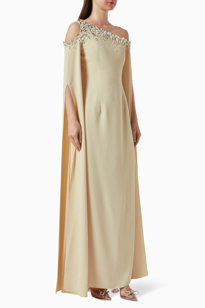 

Cailyn Embellished Maxi Dress in Crepe, Neutral