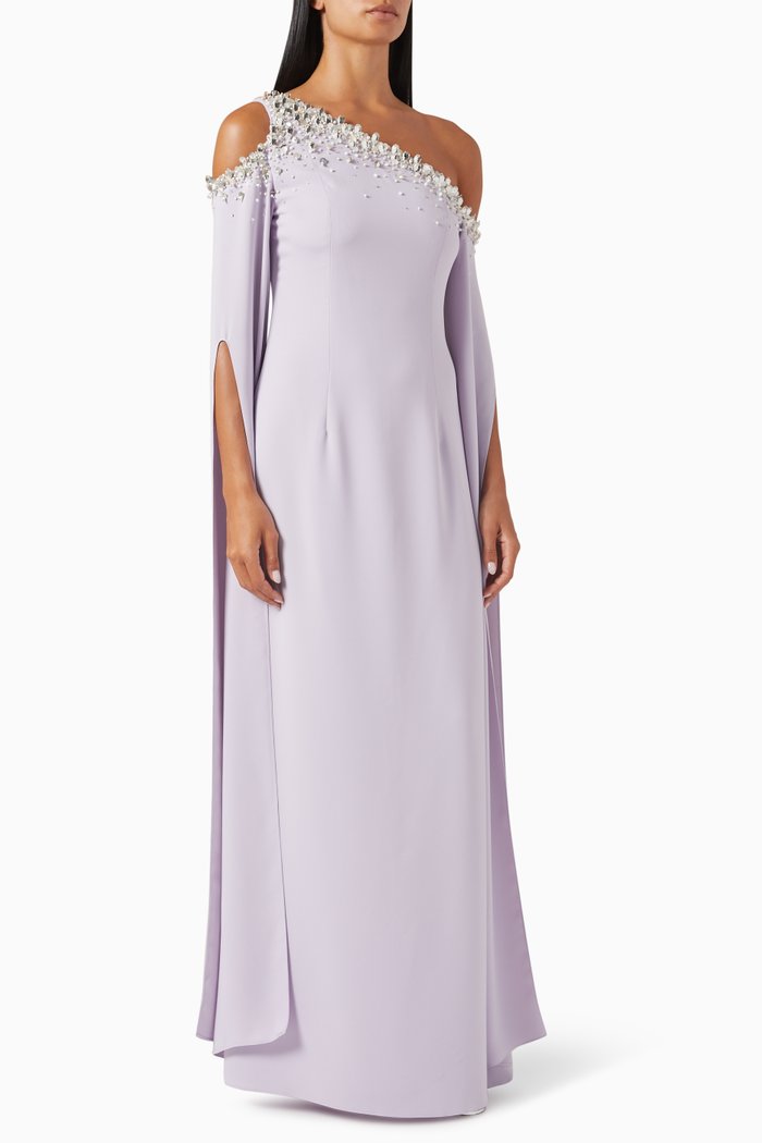 

Cailyn Embellished Maxi Dress in Crepe, Purple