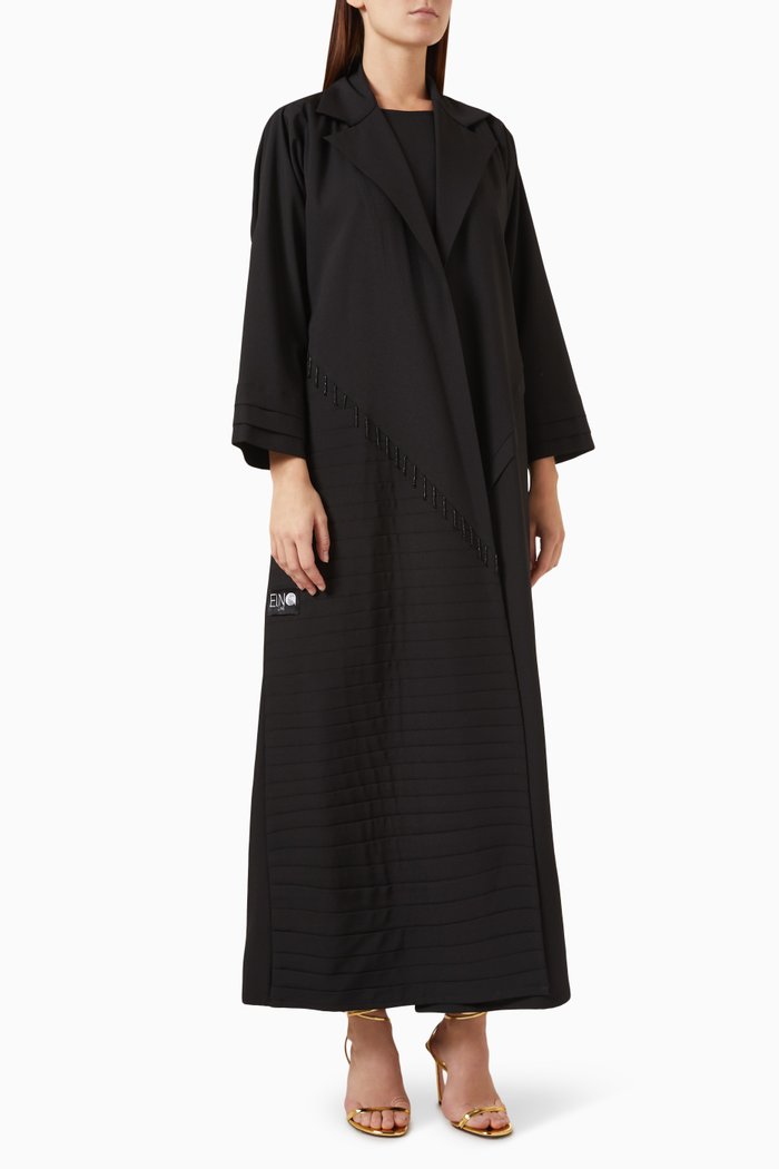 

Daily Bead-embellished Abaya in Crepe, Black