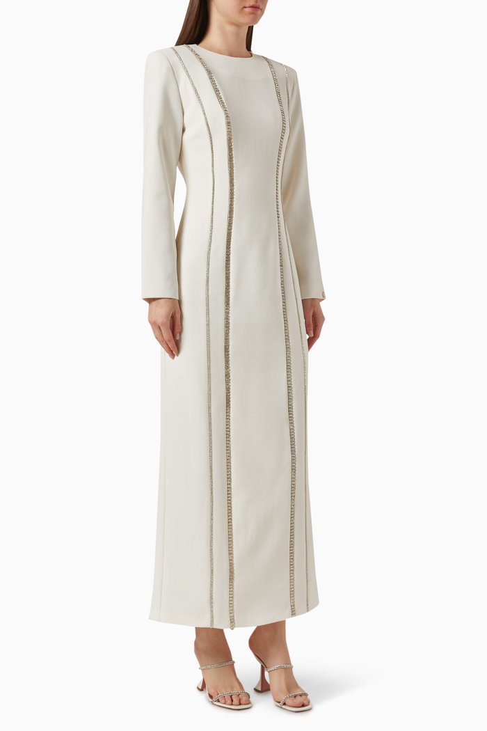 

Dessi Crystal-embellished Maxi Dress in Crepe, White