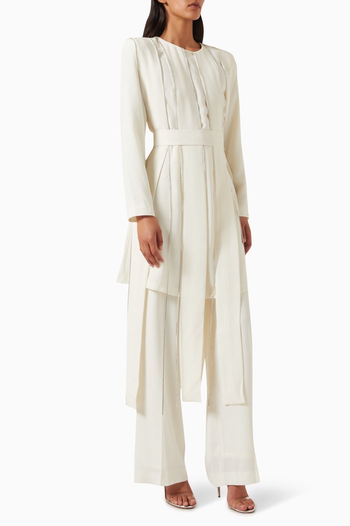 Tease Top & Pants in Crepe, White