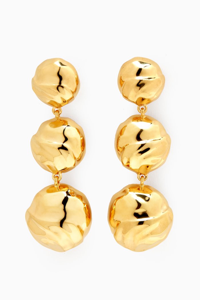 Statement Orbs Earrings in 18kt Gold-plated Brass