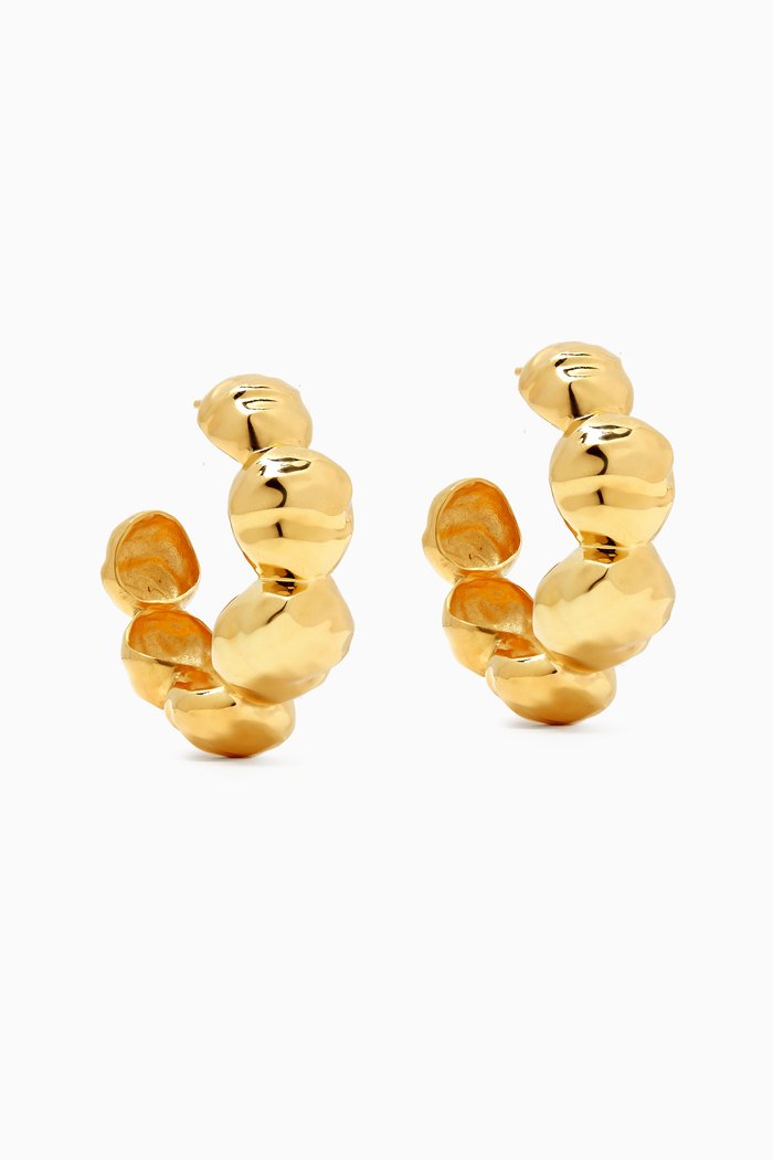 

Orb Hoop Earrings in 18kt Gold-plated Brass