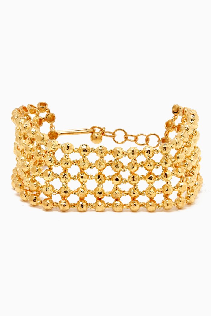 Waves Mesh Bracelet in 18kt Gold-plated Brass