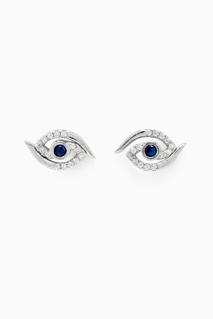 

Aria's Mini Evil Eye Stud Earrings in Sterling Silver
