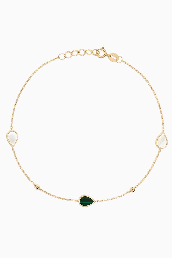 

Hala Malachite & Mother-of-Pearl Bracelet in 18kt Gold