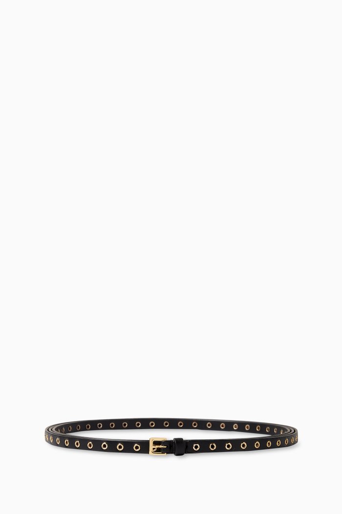

Mini Eyelet Belt in Calf Leather, Black