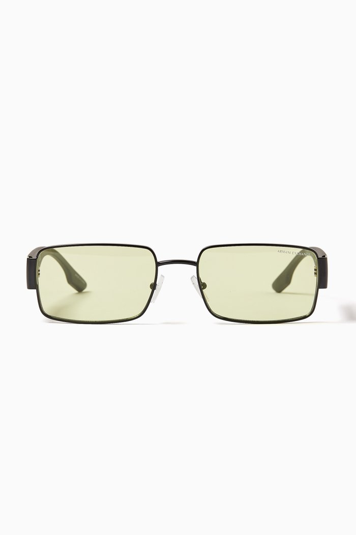 

Rectangle Sunglasses in Stainless Steel, Black