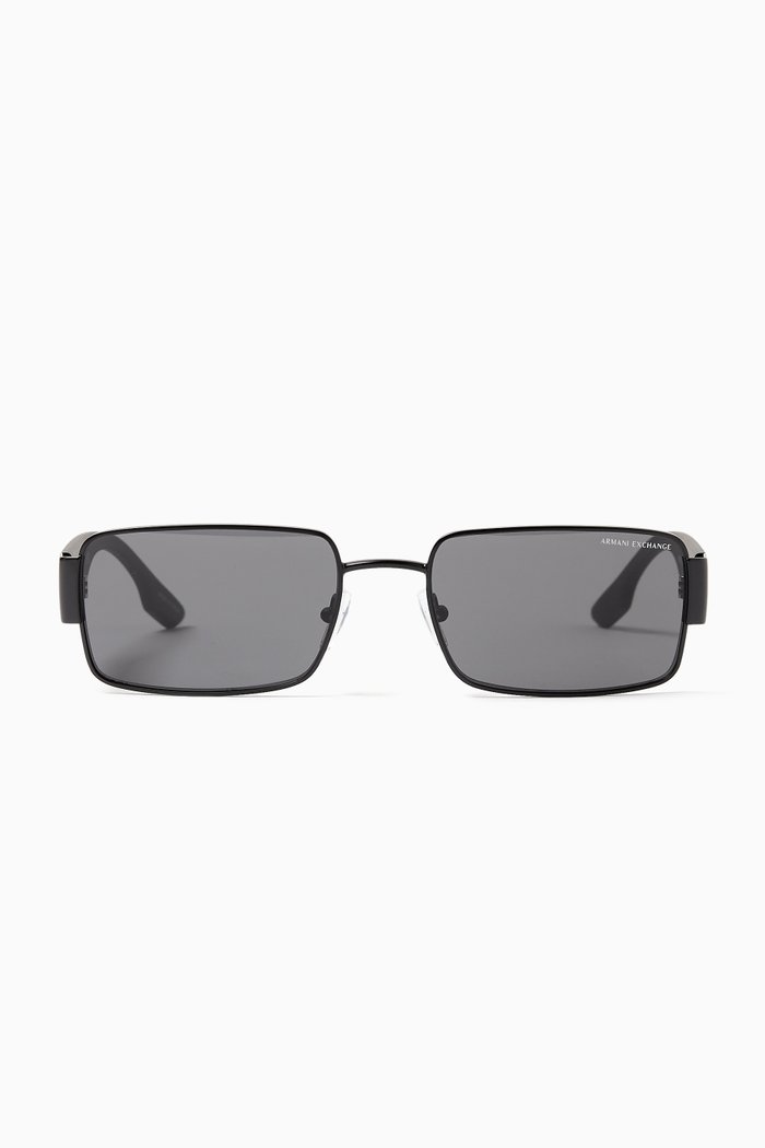 

Rectangle Sunglasses in Stainless Steel, Black