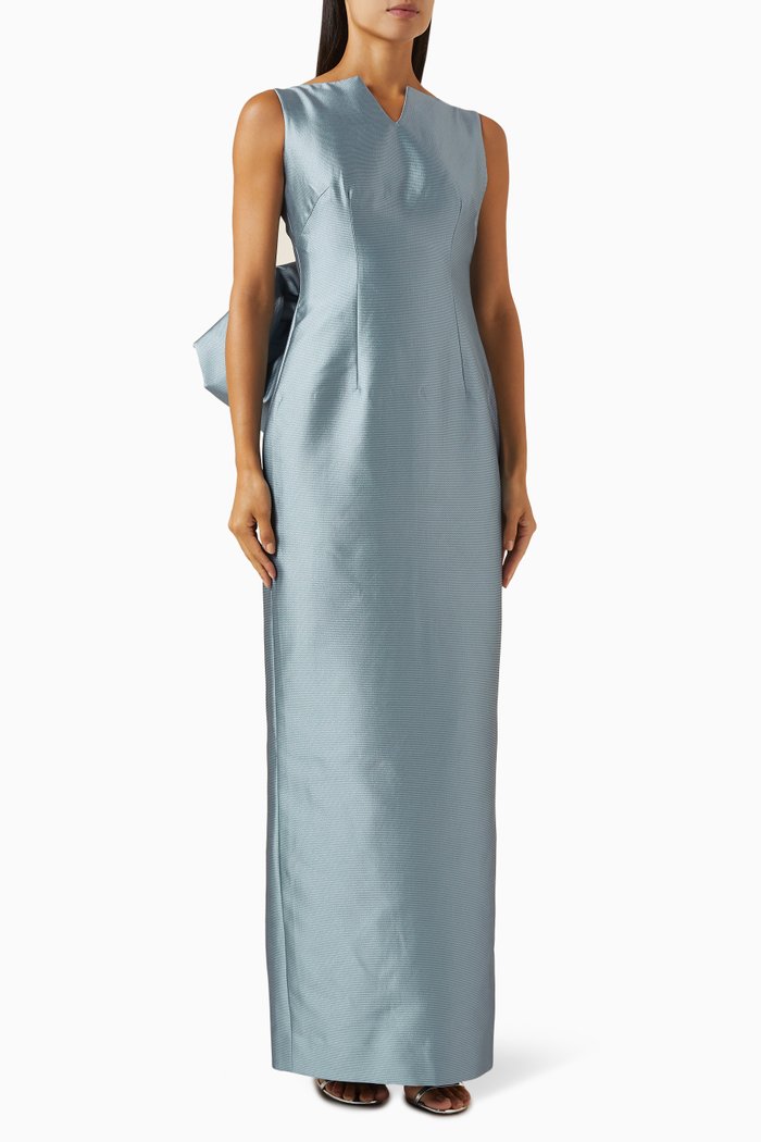 

Corset-back Gown in Pique, Blue