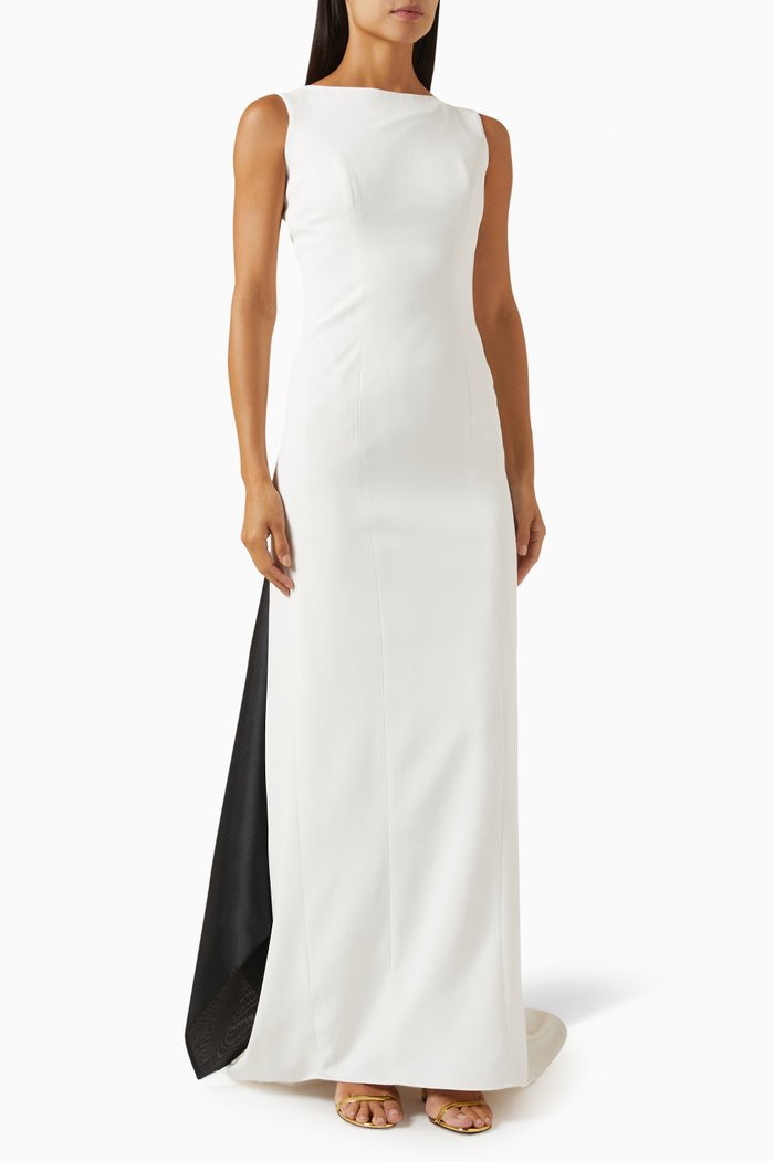 

Open-back Mermaid Gown in Crepe, White