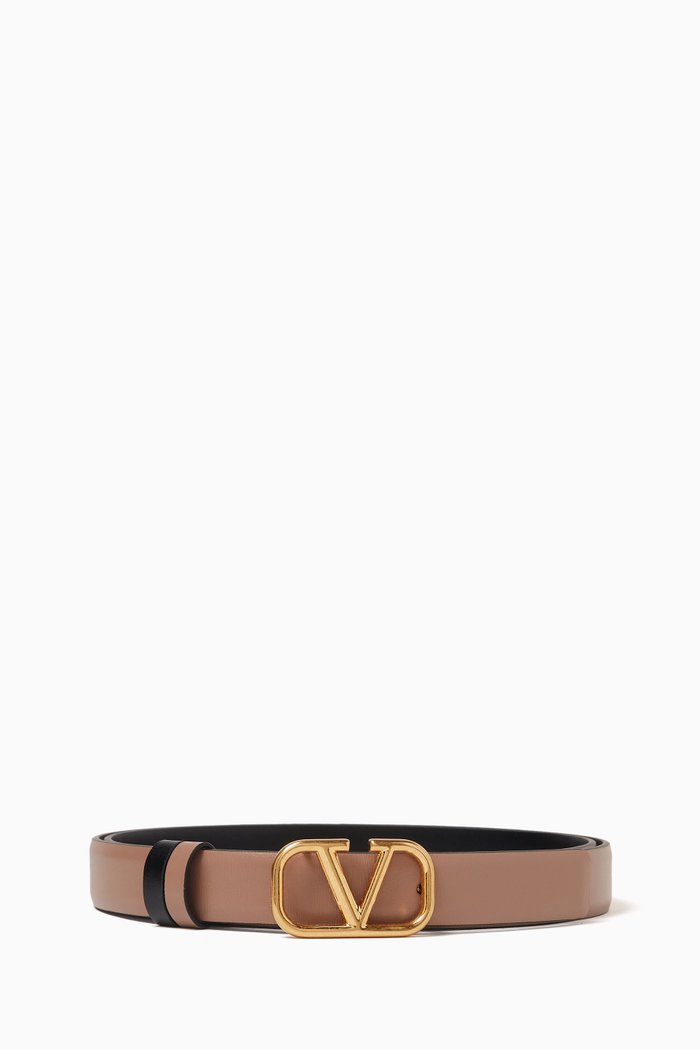 Valentino Garavani VLOGO Reversible Belt in Leather, Black