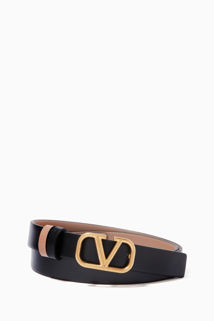 

Valentino Garavani VLOGO Reversible Belt in Leather, Brown