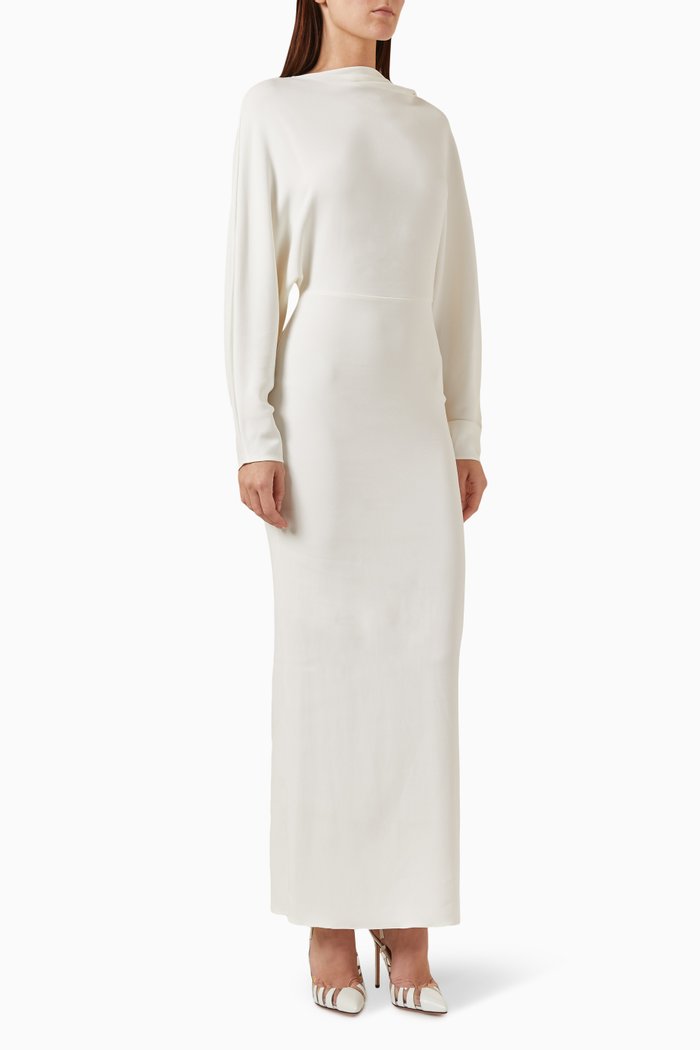 

Elsa Maxi Dress in Stretch Silk-crepe, Neutral