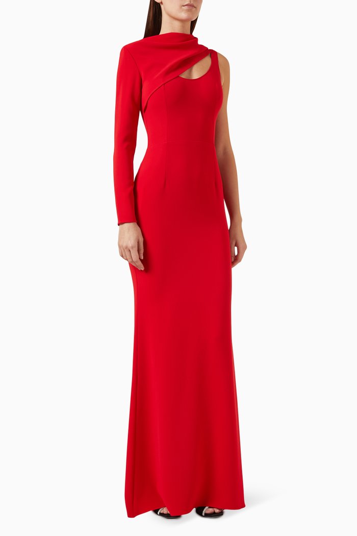 

Ishtar Maxi Dress in Stretch Silk-crepe, Red