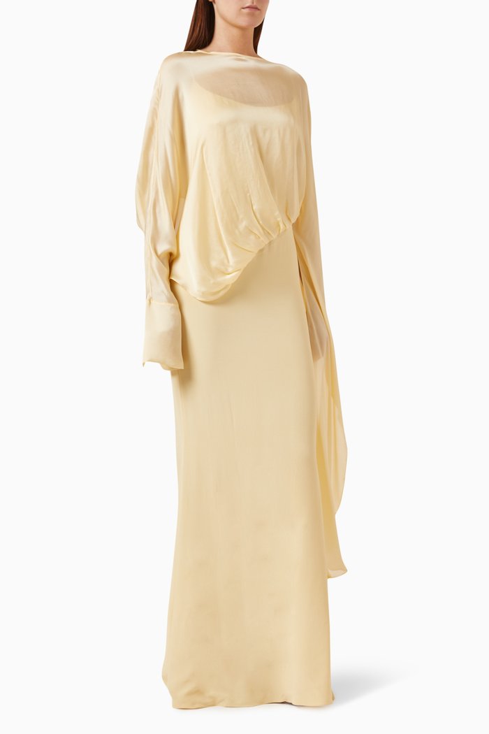

Ophelia Maxi Dress in Silk-chiffon & Crepe de Chine, Yellow